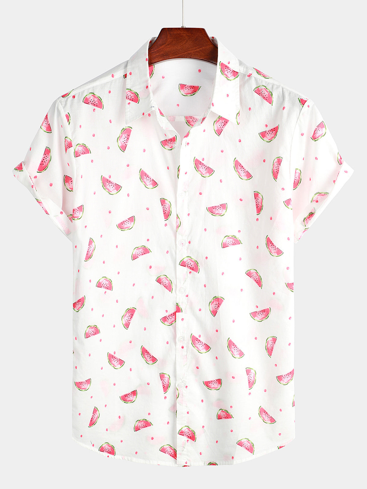 Mens Watermelon Print Short Sleeve Hawaiian Shirt