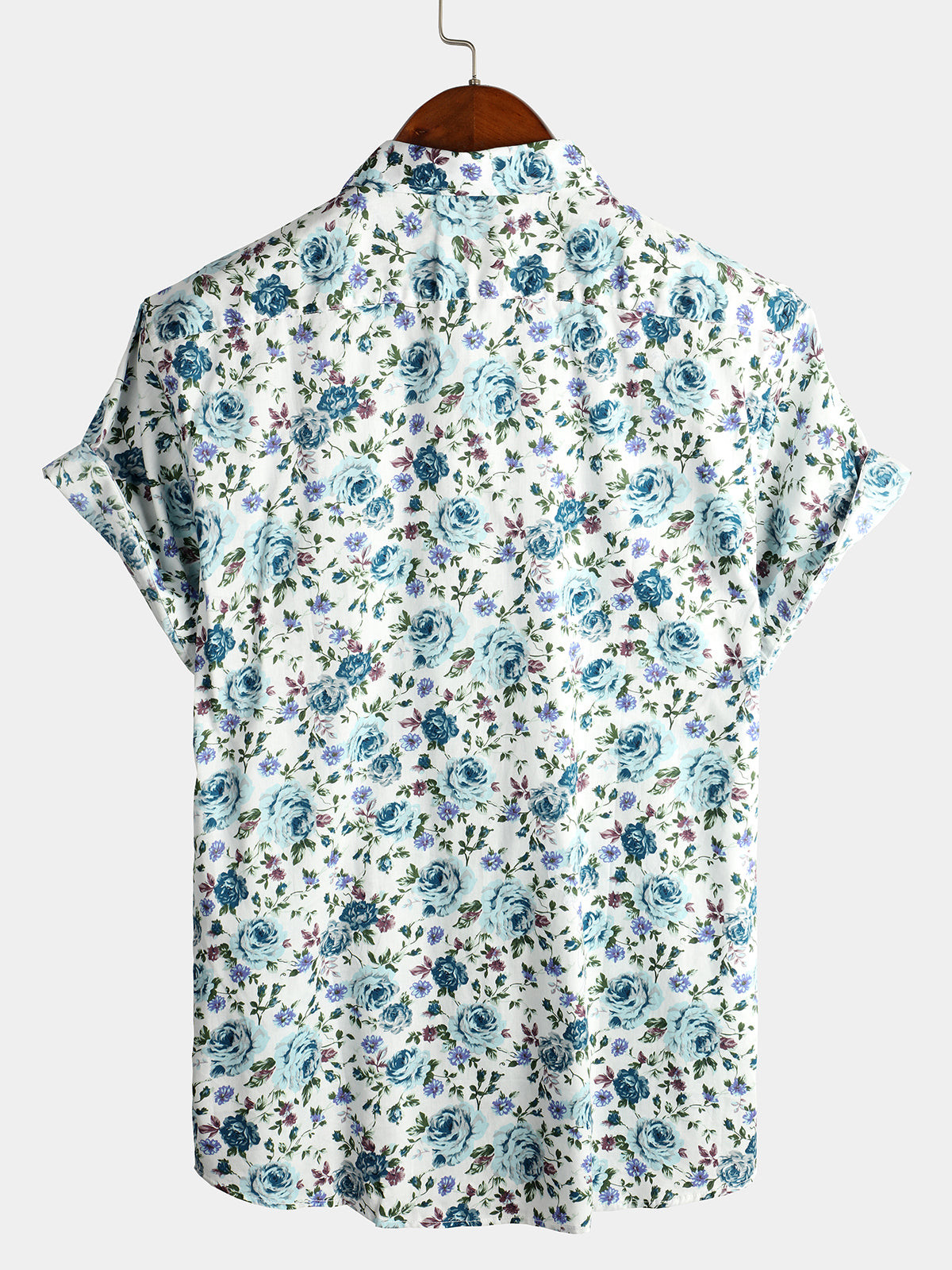 Mens Short Sleeve Rose Cotton Shirts Hawaiian Shirt for Men Women