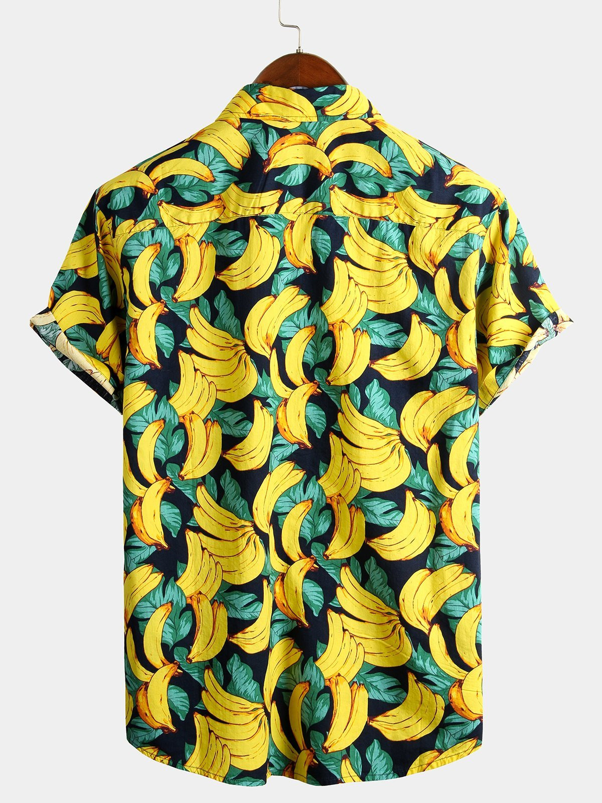 Mens Banana Cotton Fruit Print Tropical Hawaiian Shirt