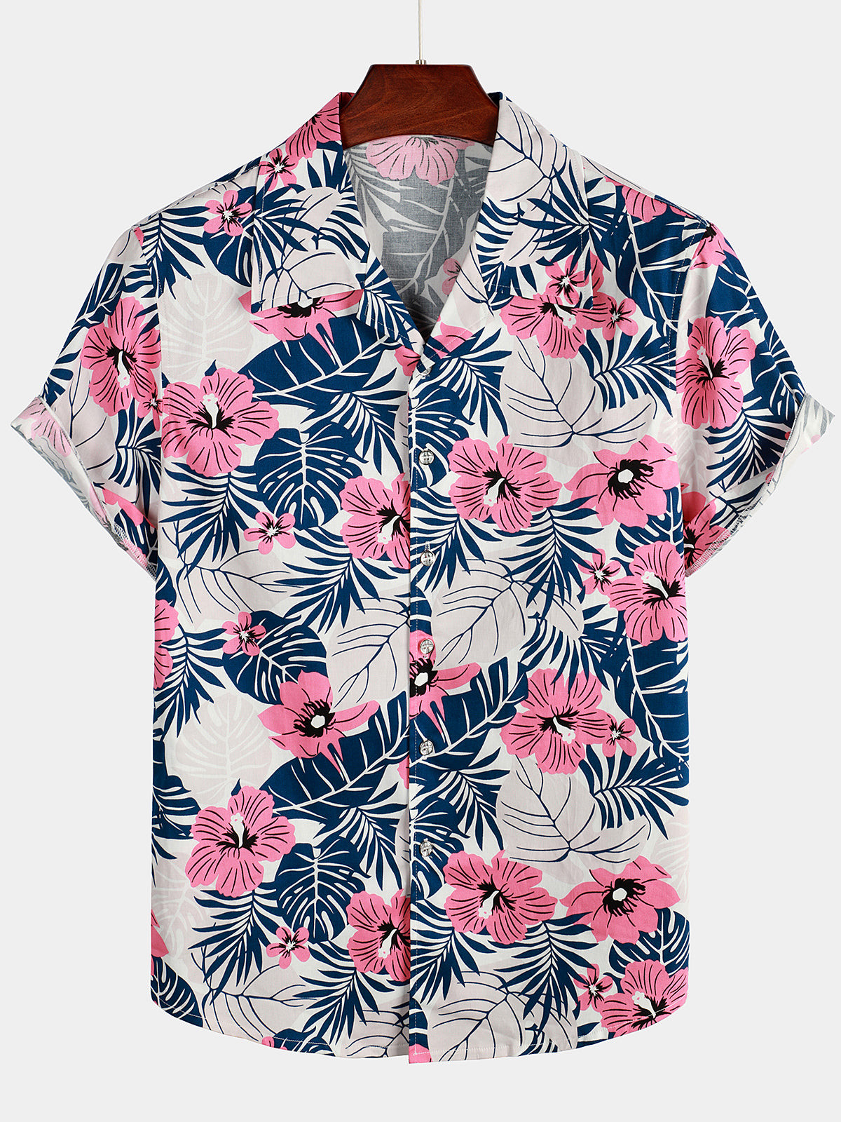 Mens Short Sleeve Floral Tropical Hawaiian Shirt