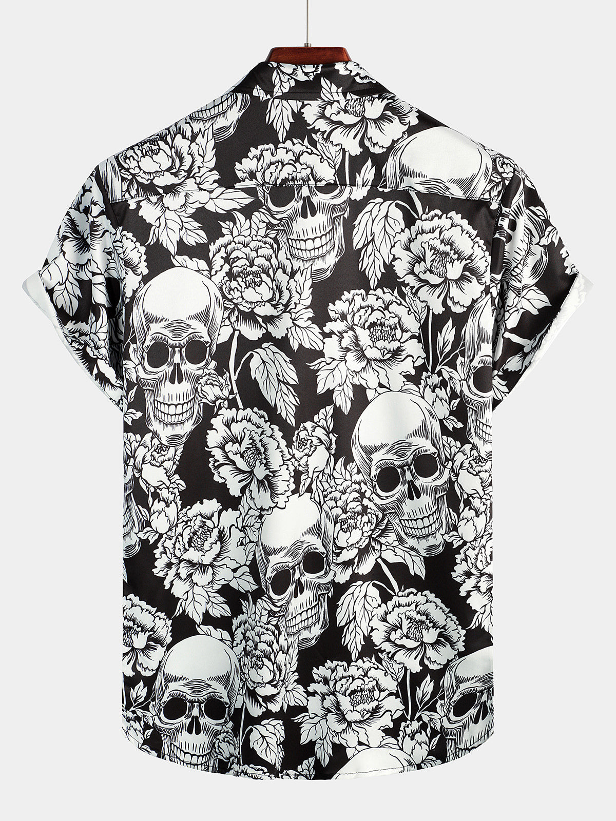 Mens Skull Hippie Casual Hawaiian Short Sleeve Shirt