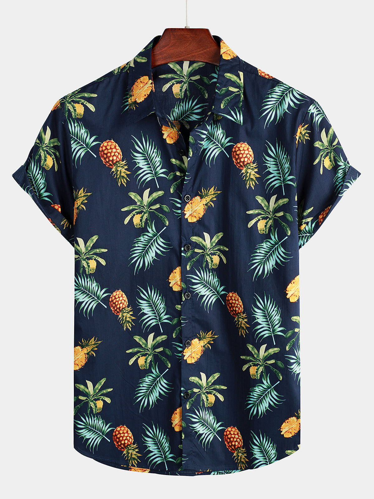 Mens Pineapple Print Short Sleeve Hawaiian Shirt