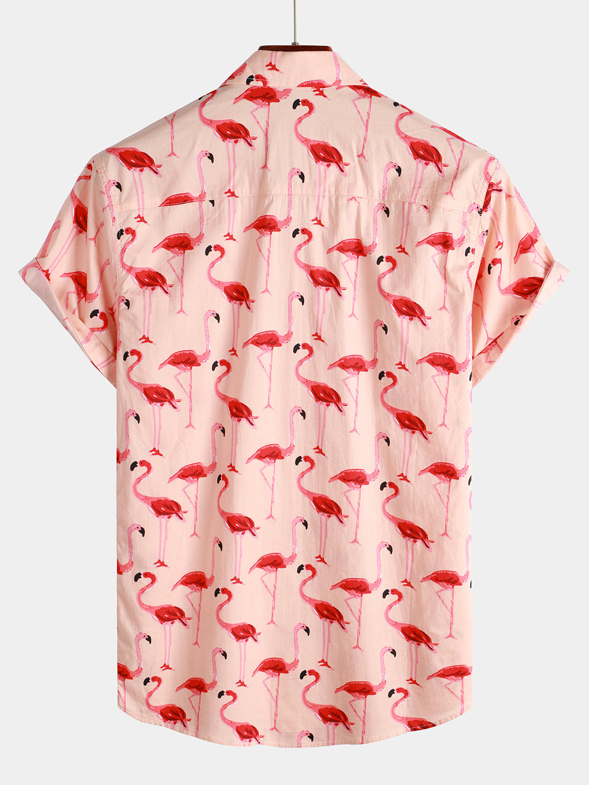 Mens Flamingo Print Short Sleeve Hawaiian Shirt