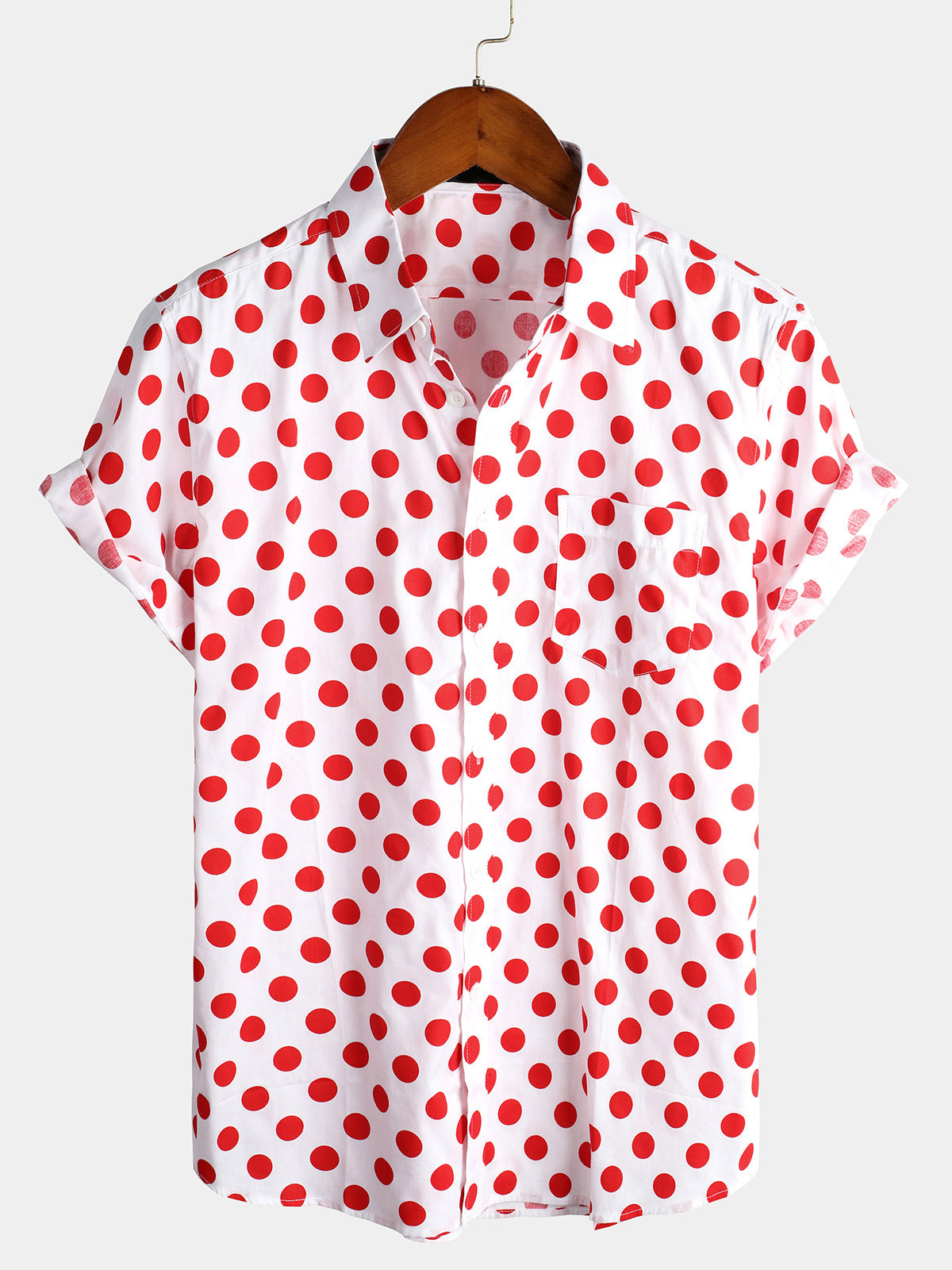 Mens Polka Dots Cotton Shirts Hawaiian Shirt for Men Women