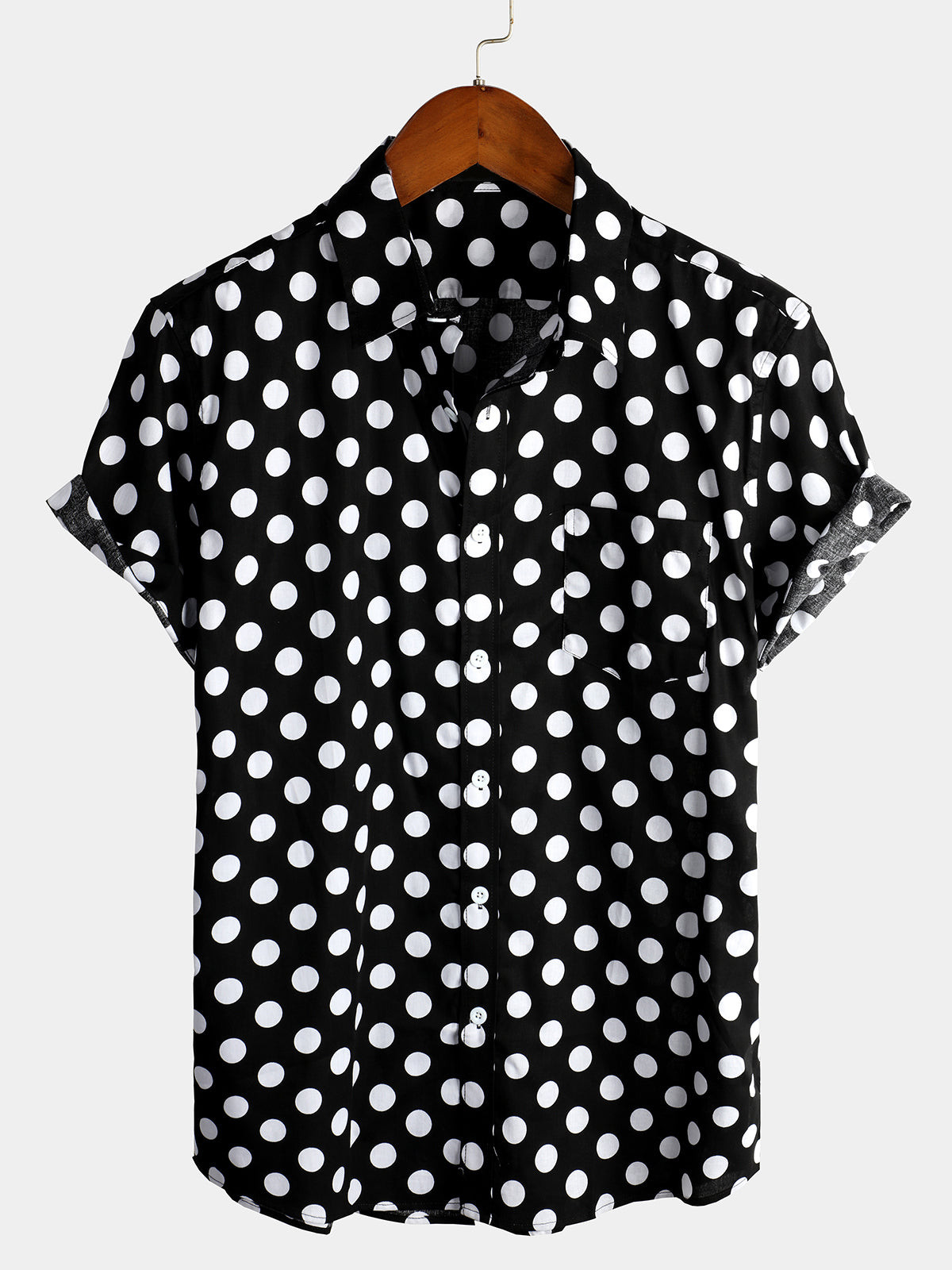 Mens Polka Dots Cotton Shirts Hawaiian Shirt for Men Women