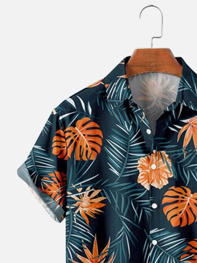 Darkgreen Natural Landscape Mens Hawaiian Shirt Casual Short Sleeve Aloha Beach Shirts