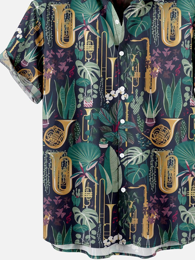 Mens Horn Trumpet Music Hawaiian Shirts