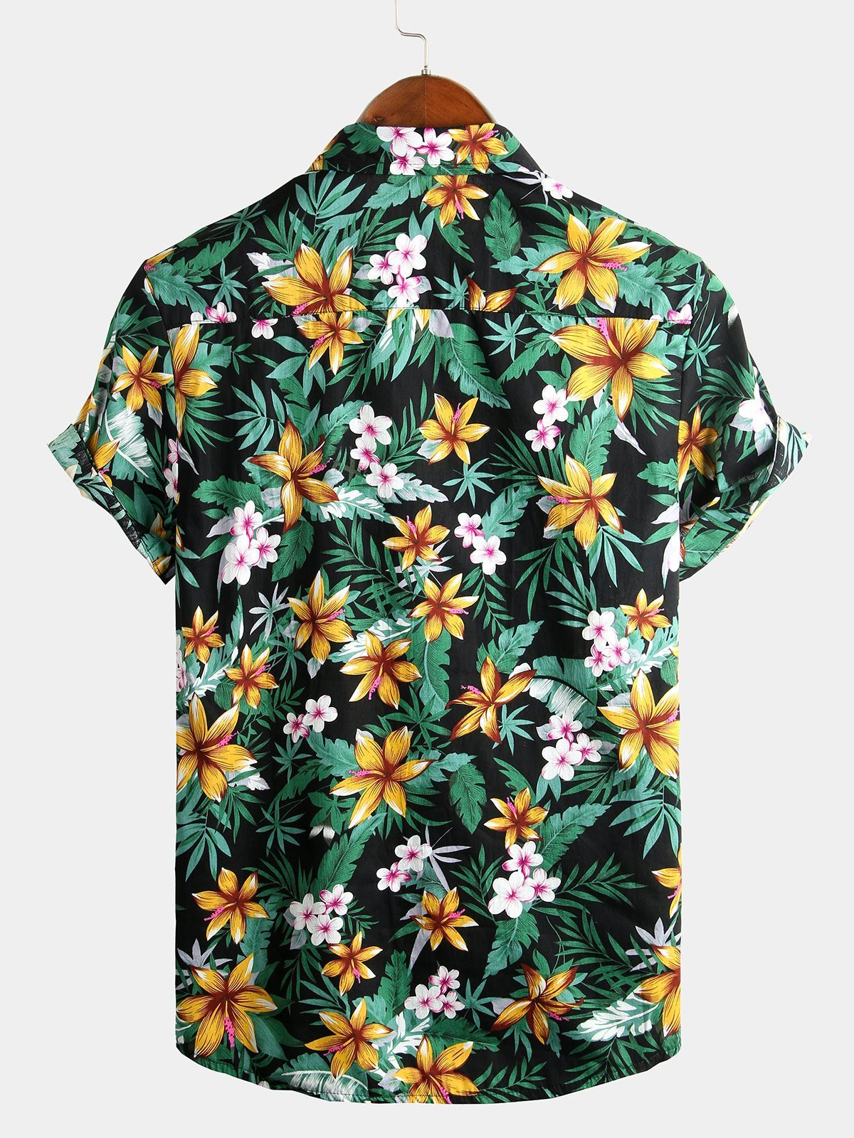 Mens Tropical Hawaiian Floral Cotton Holiday Shirt