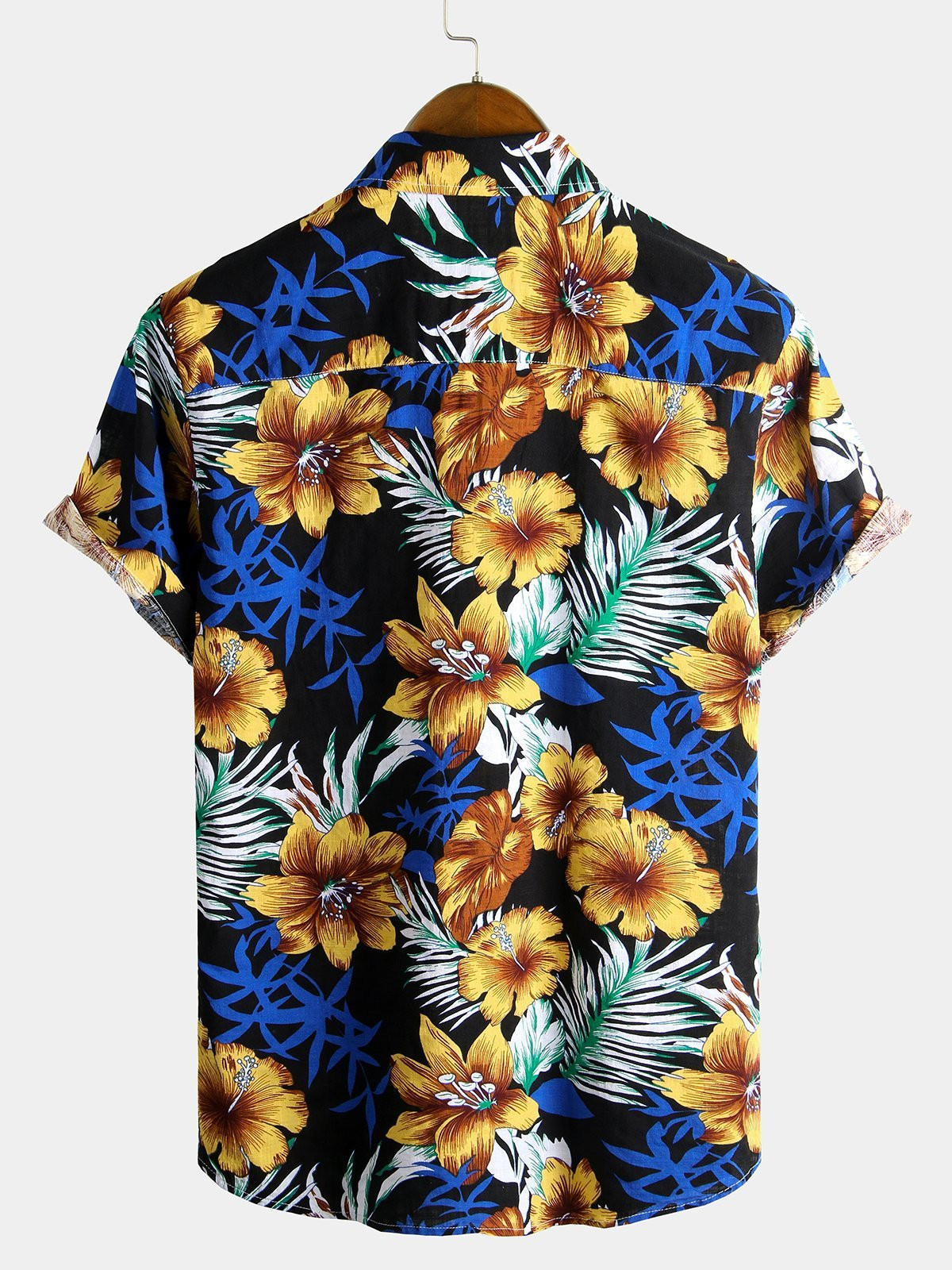 Mens Flower Tropical Hawaii Cotton Short Sleeve Shirt Hawaiian Shirt for Men Women