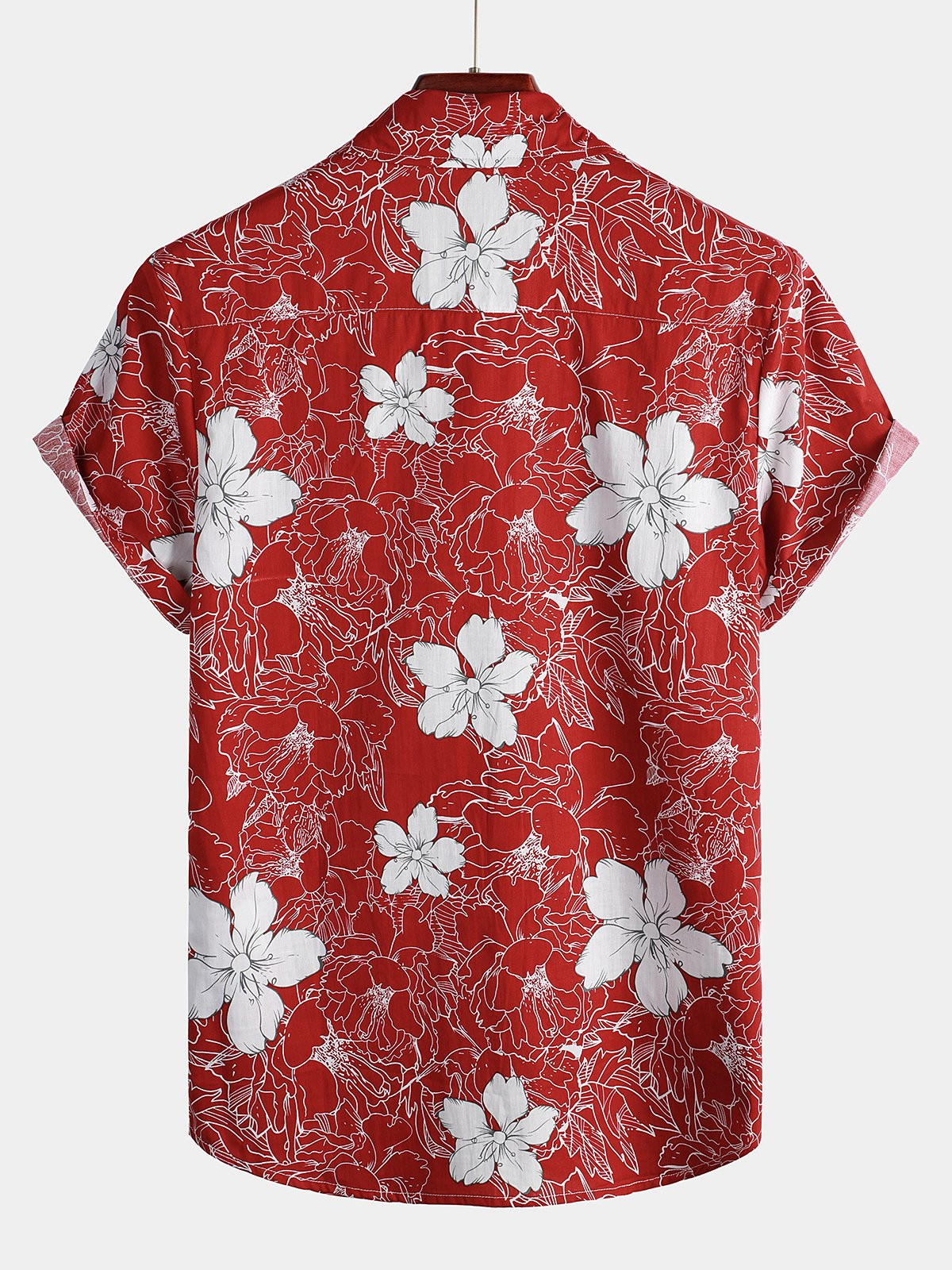 Mens Floral Print Holiday Cotton Shirt Hawaiian Shirt for Men Women