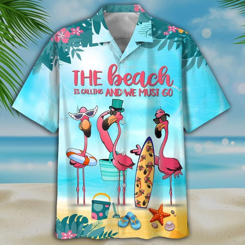 The Beach Is Calling Flamingo Hawaiian Shirt Tropical Hawaiian Shirt For Men Women