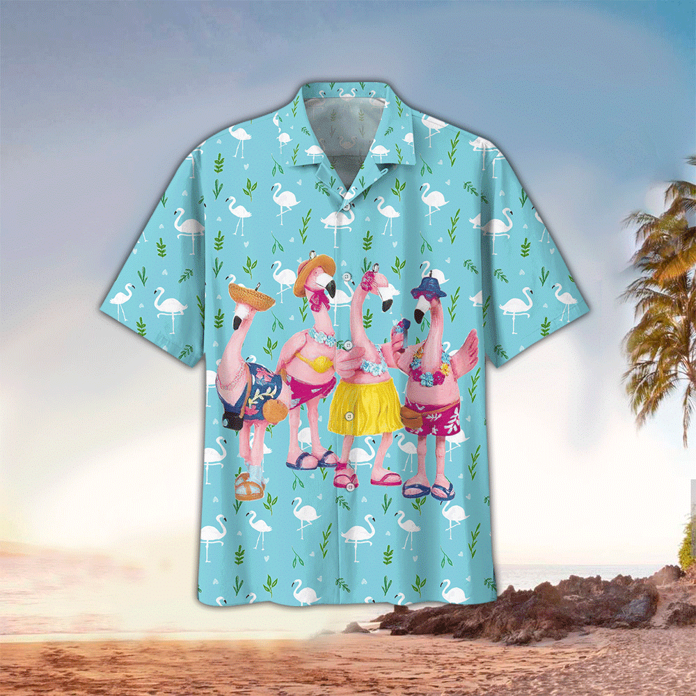 Flamingo Hawaiian Shirt Tropical Lovers Shirt Flamingo Hawaiian Shirt