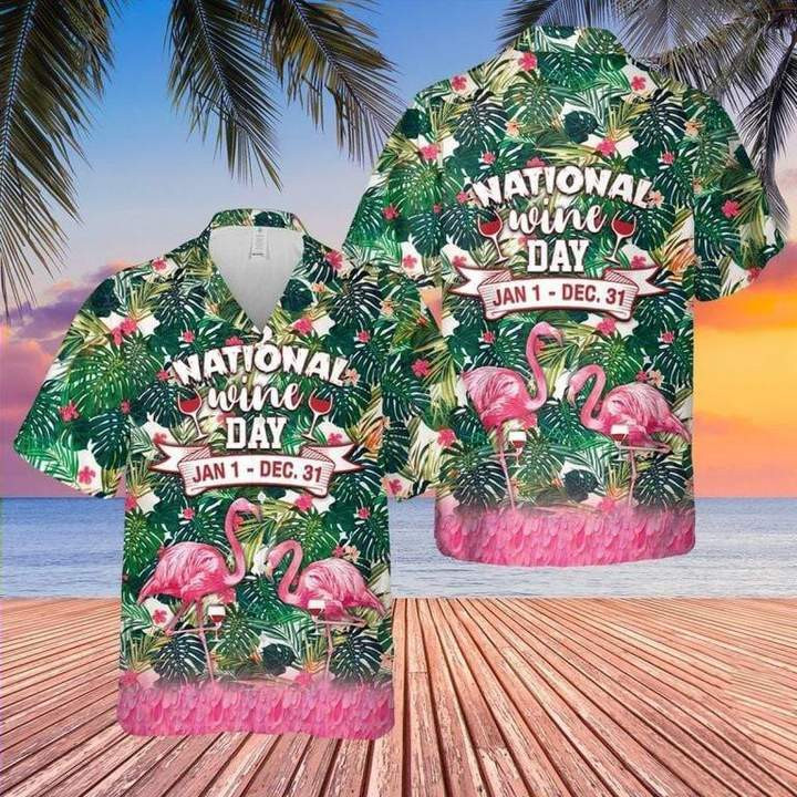 National Wine Day Flamingo Hawaiian Shirt Tropical Hawaiian Shirt For Men Hawaiian Shirt For Men Women