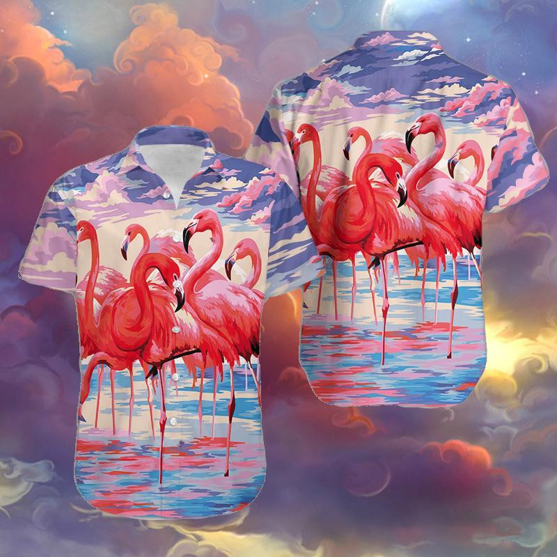 Flamingo Hawaiian Shirt Tropical Colorful Clouds Unisex Hawaiian Shirt For Men Hawaiian Shirt For Men Women