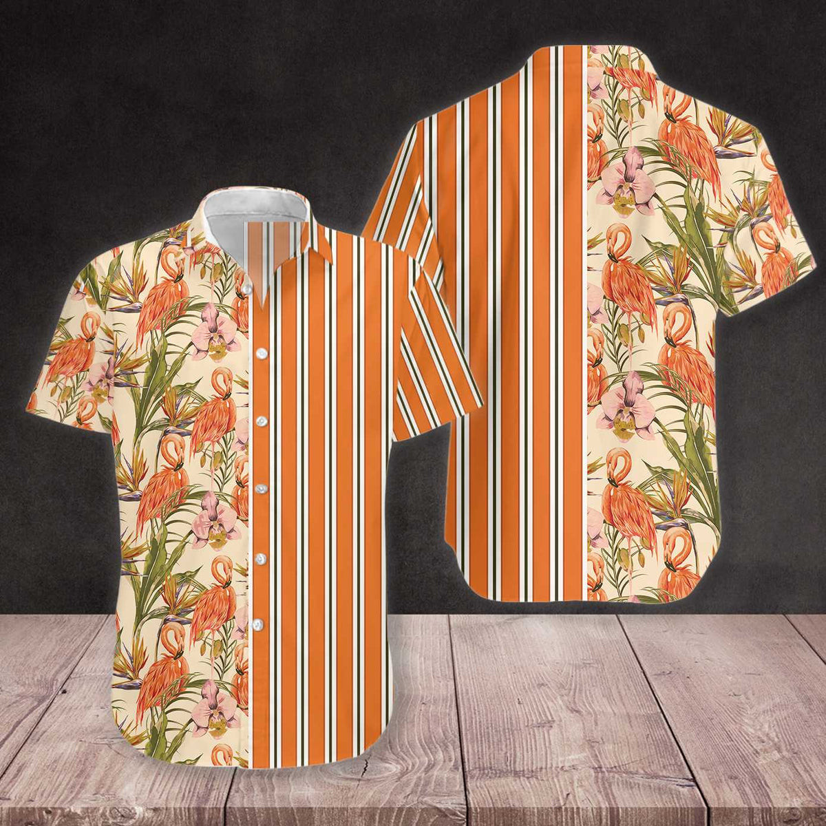 Floral Flamingo Hawaiian Shirt Tropical Retro Vintage Hawaiian Shirt For Men Women