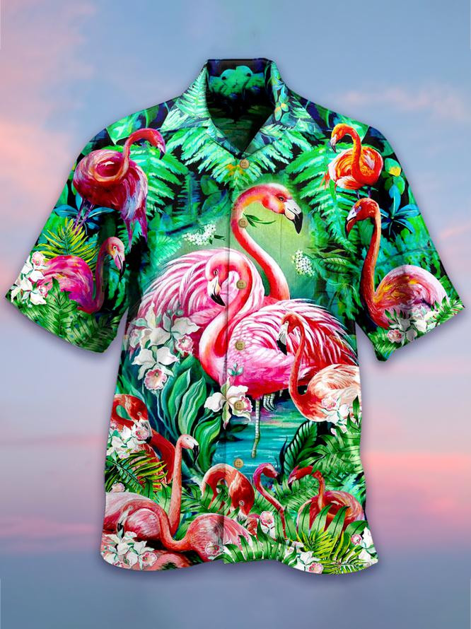 Tropical Flamingo Hawaiian Shirt Tropical Hawaiian Shirt For Men Hawaiian Shirt For Men Women