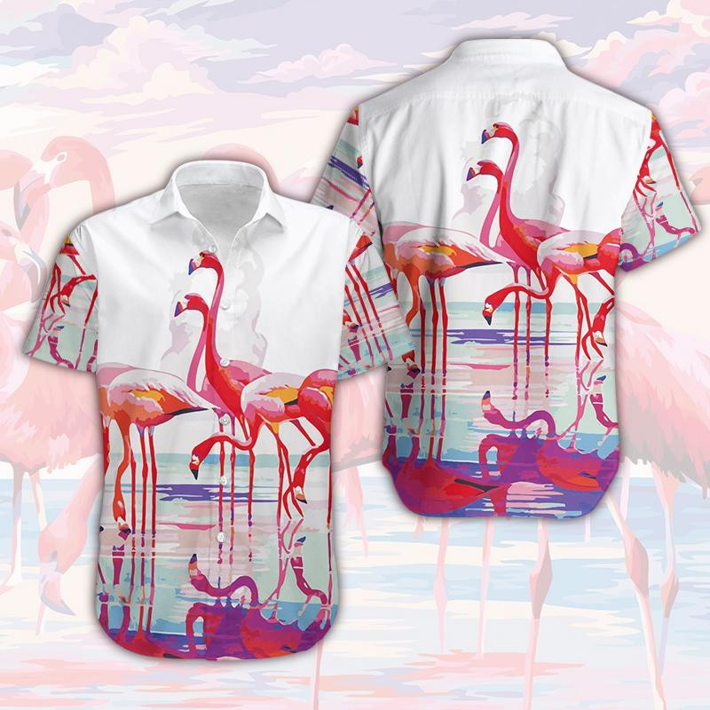 Flamingo Hawaiian Shirt Tropical Reflection Unisex Hawaiian Shirt For Men Hawaiian Shirt For Men Women