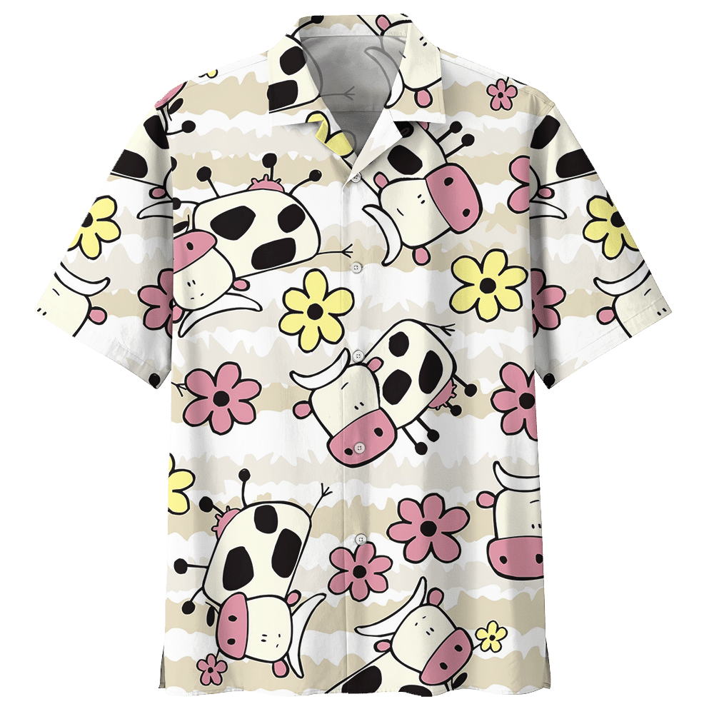 Cow Hawaiian Shirt Colorful Short Sleeve Summer Beach Casual Shirt For Men And Women