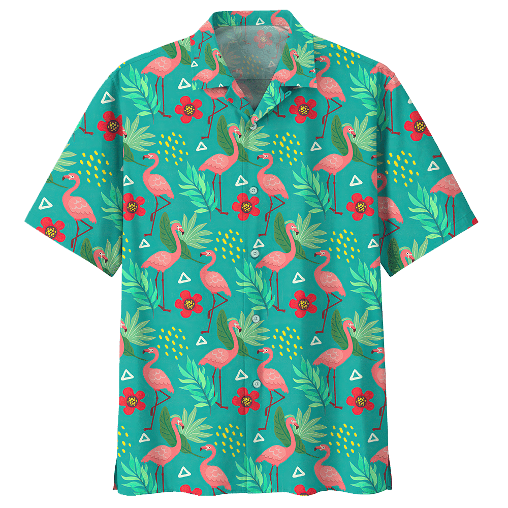 Flamingo Hawaiian Shirt Colorful Short Sleeve Summer Beach Casual Shirt For Men And Women