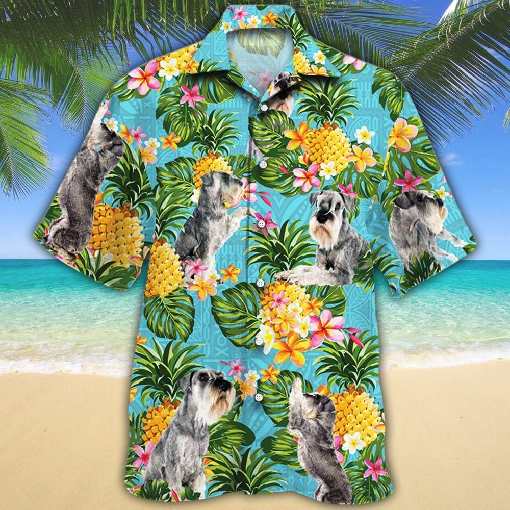 Standard Schnauzer Dog Lovers Pineapple Aloha Hawaiian Shirt Colorful Short Sleeve Summer Beach Casual Shirt For Men And Women