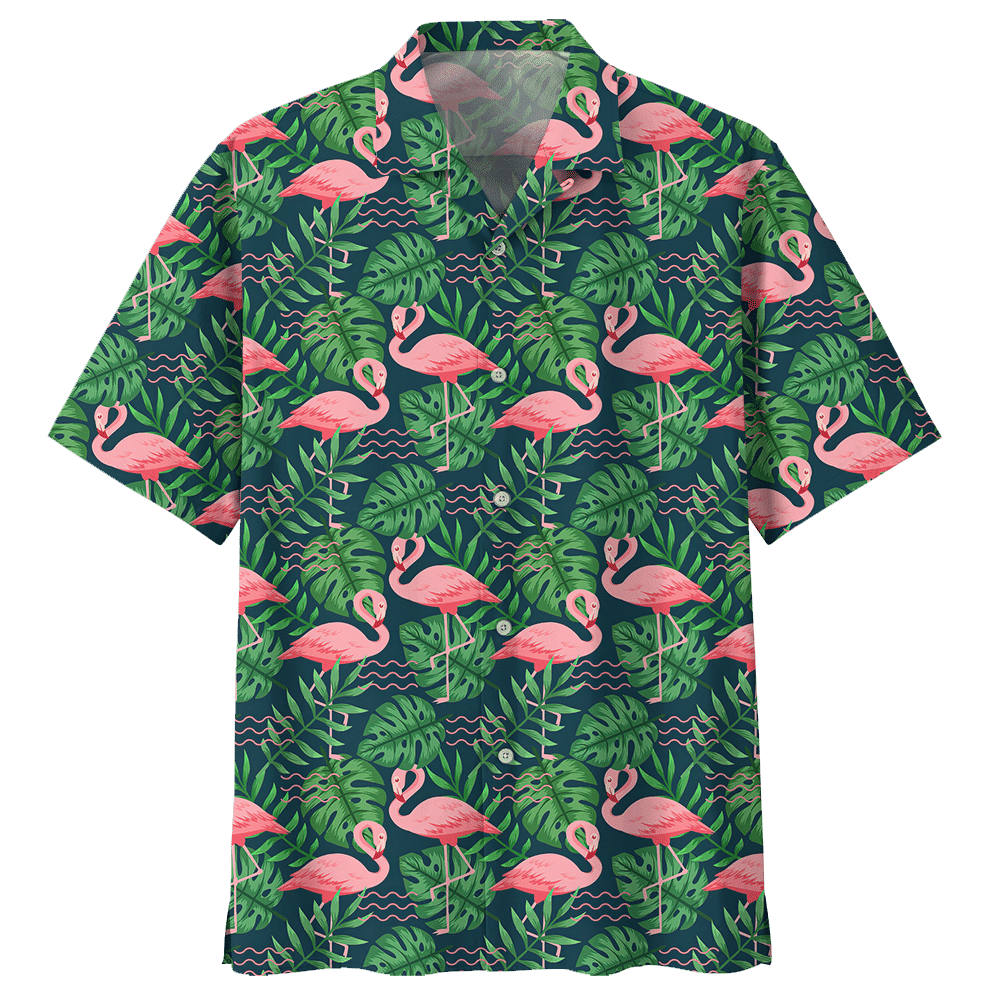 Flamingo Tropical Pattern Aloha Hawaiian Shirt Colorful Short Sleeve Summer Beach Casual Shirt For Men And Women