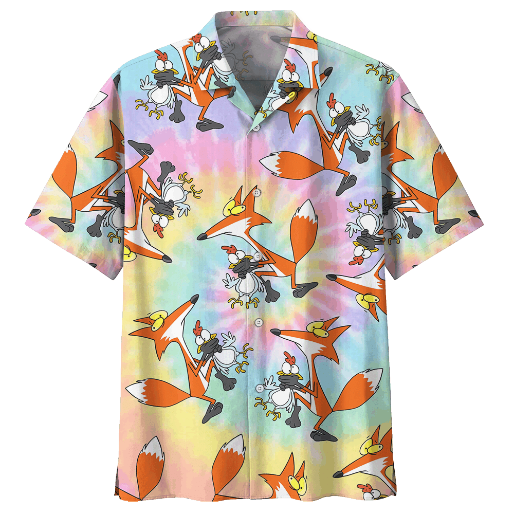 Fox Chicken Aloha Hawaiian Shirt Colorful Short Sleeve Summer Beach Casual Shirt For Men And Women