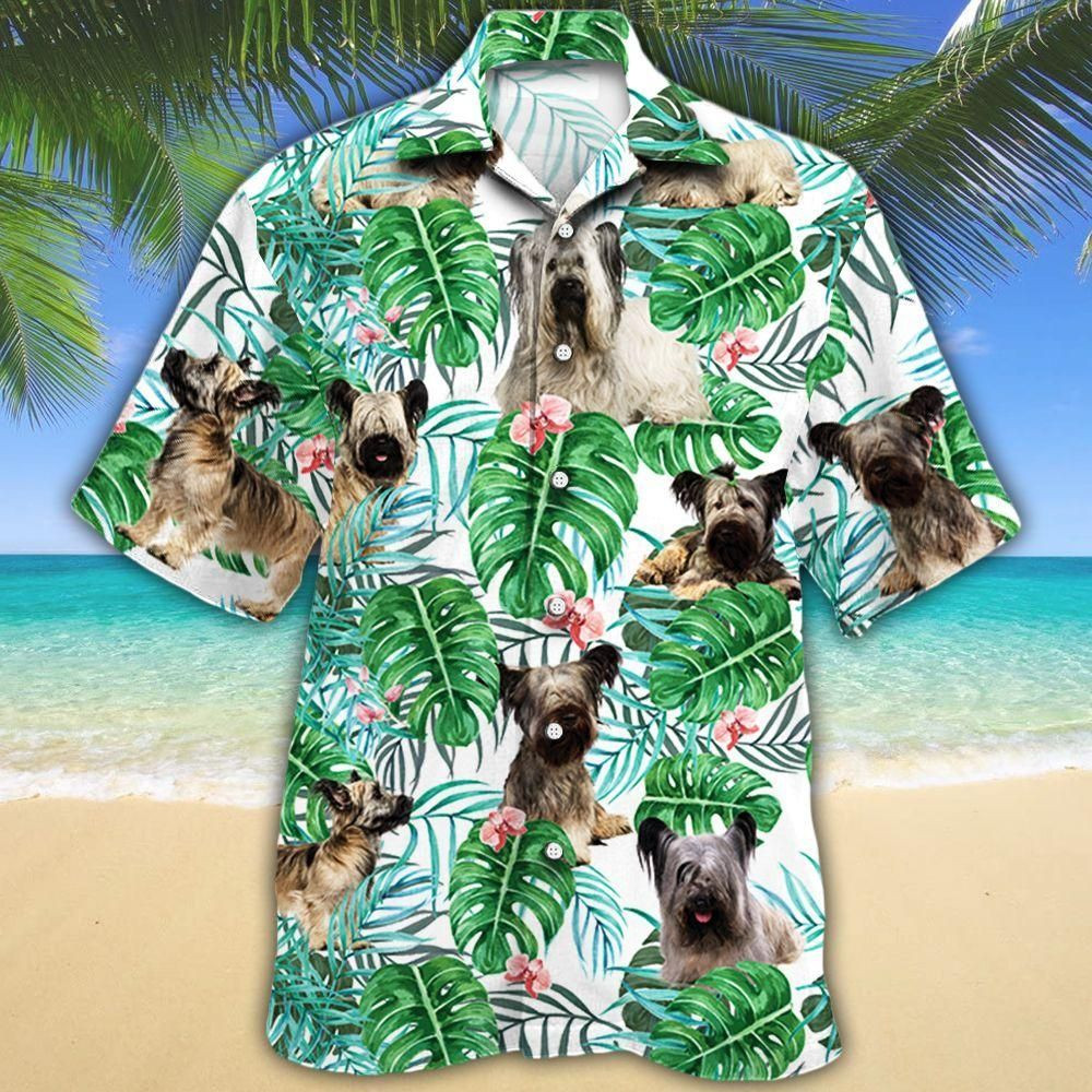 Skye Terrier Dog Lovers Tropical Plant Aloha Hawaiian Shirt Colorful Short Sleeve Summer Beach Casual Shirt For Men And Women