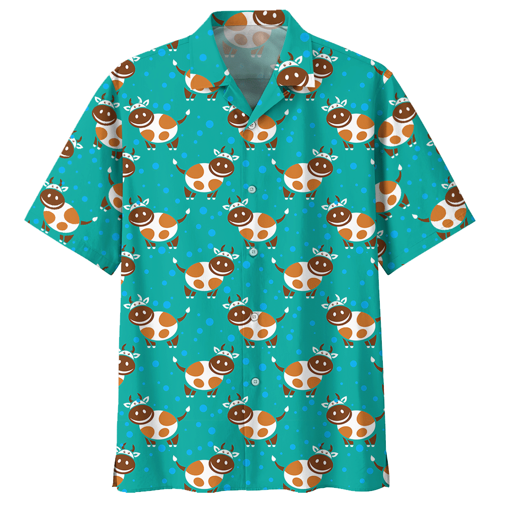 Cow Hawaiian Shirt Colorful Short Sleeve Summer Beach Casual Shirt For Men And Women