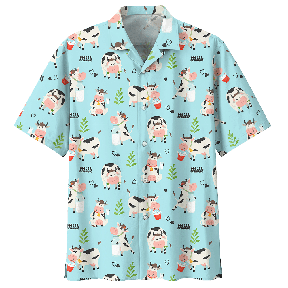 Cow Hawaiian Shirt Colorful Short Sleeve Summer Beach Casual Shirt For Men And Women