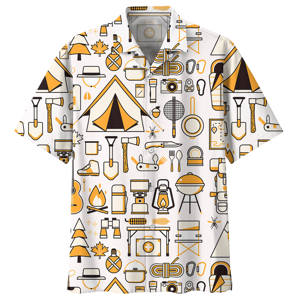 Camping Aloha Hawaiian Shirt Colorful Short Sleeve Summer Beach Casual Shirt For Men And Women