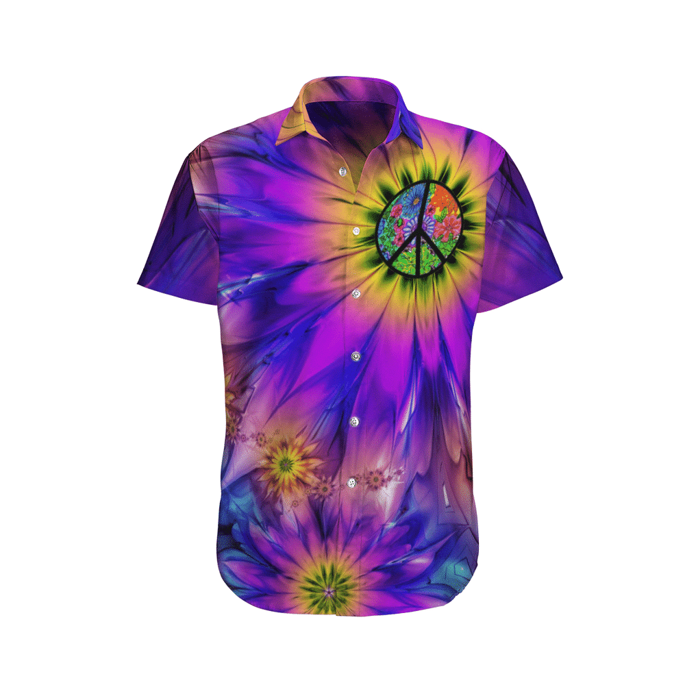 Hippie Peace Love Flower Aloha Hawaiian Shirt Colorful Short Sleeve Summer Beach Casual Shirt For Men And Women