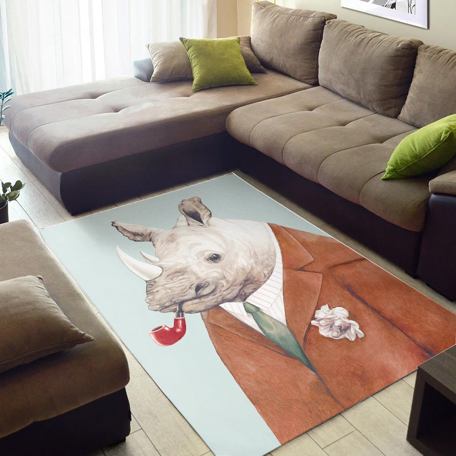 Rhinoceros Area Rug For Christmas Living room and Bedroom Rug Home Decor Floor Decor