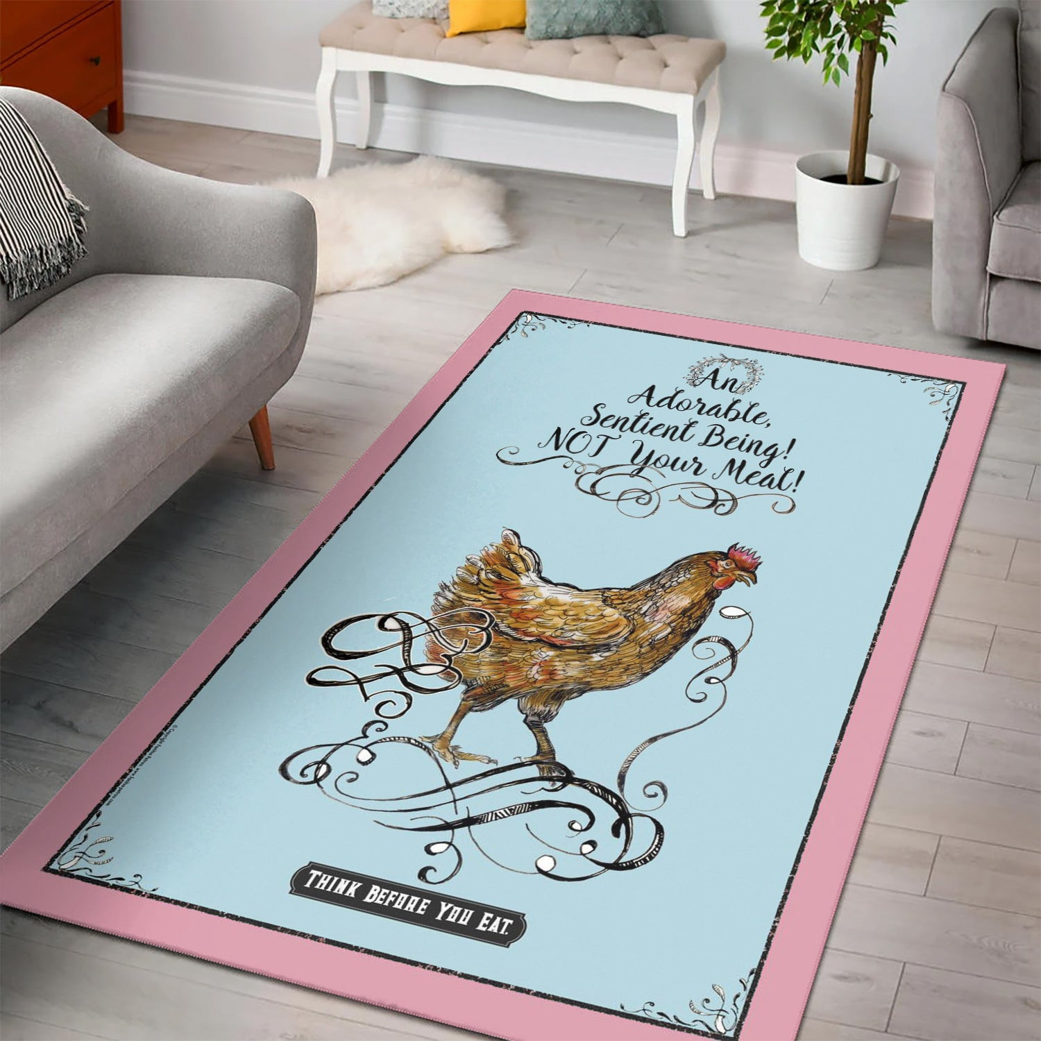 Sentient Beings Chicken Area Rug Living Room Rug Family Gift US Decor