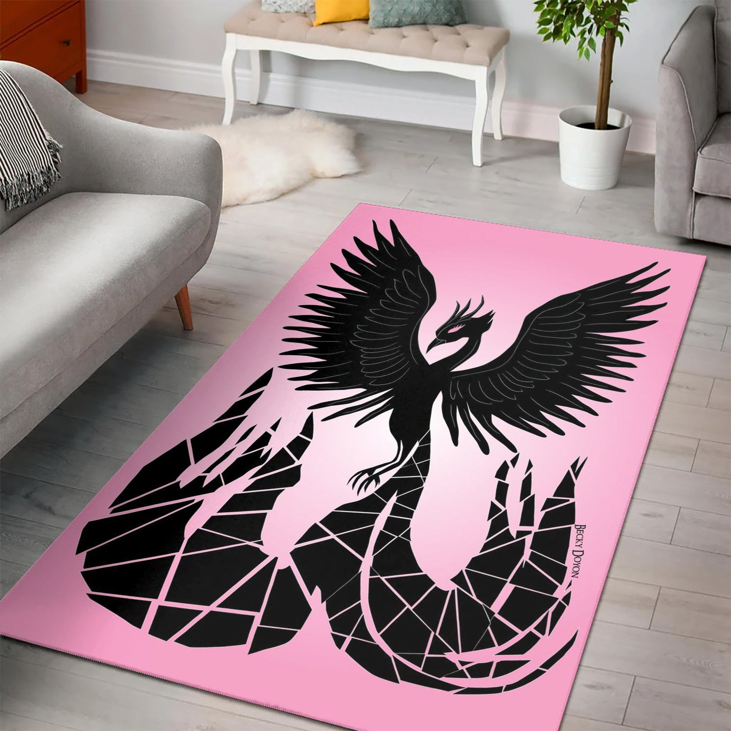 Rising Phoenix Rug Living Room Rug Christmas Gift US Decor