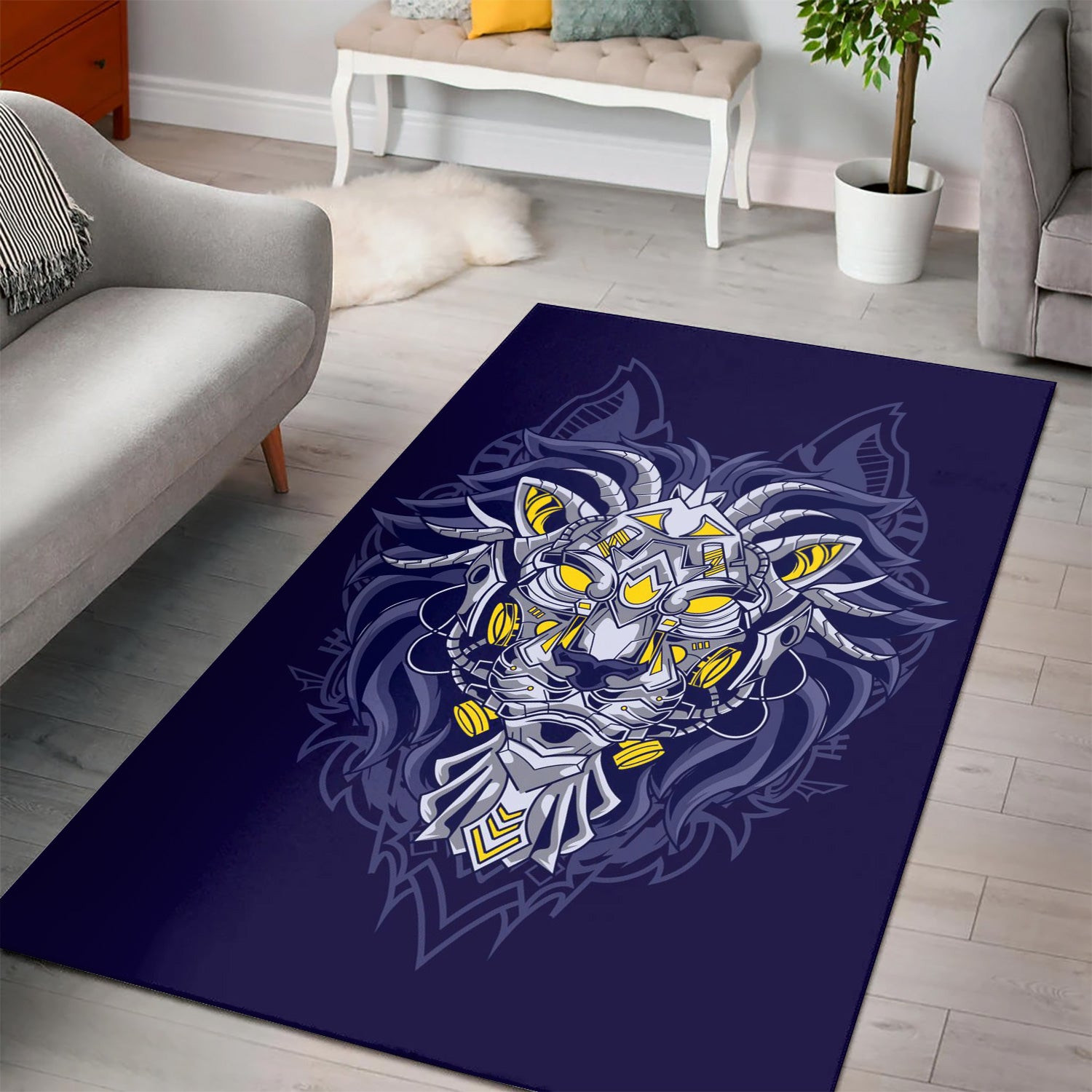 Robotic Lion Area Rug Living room and Bedroom Rug Home US Decor