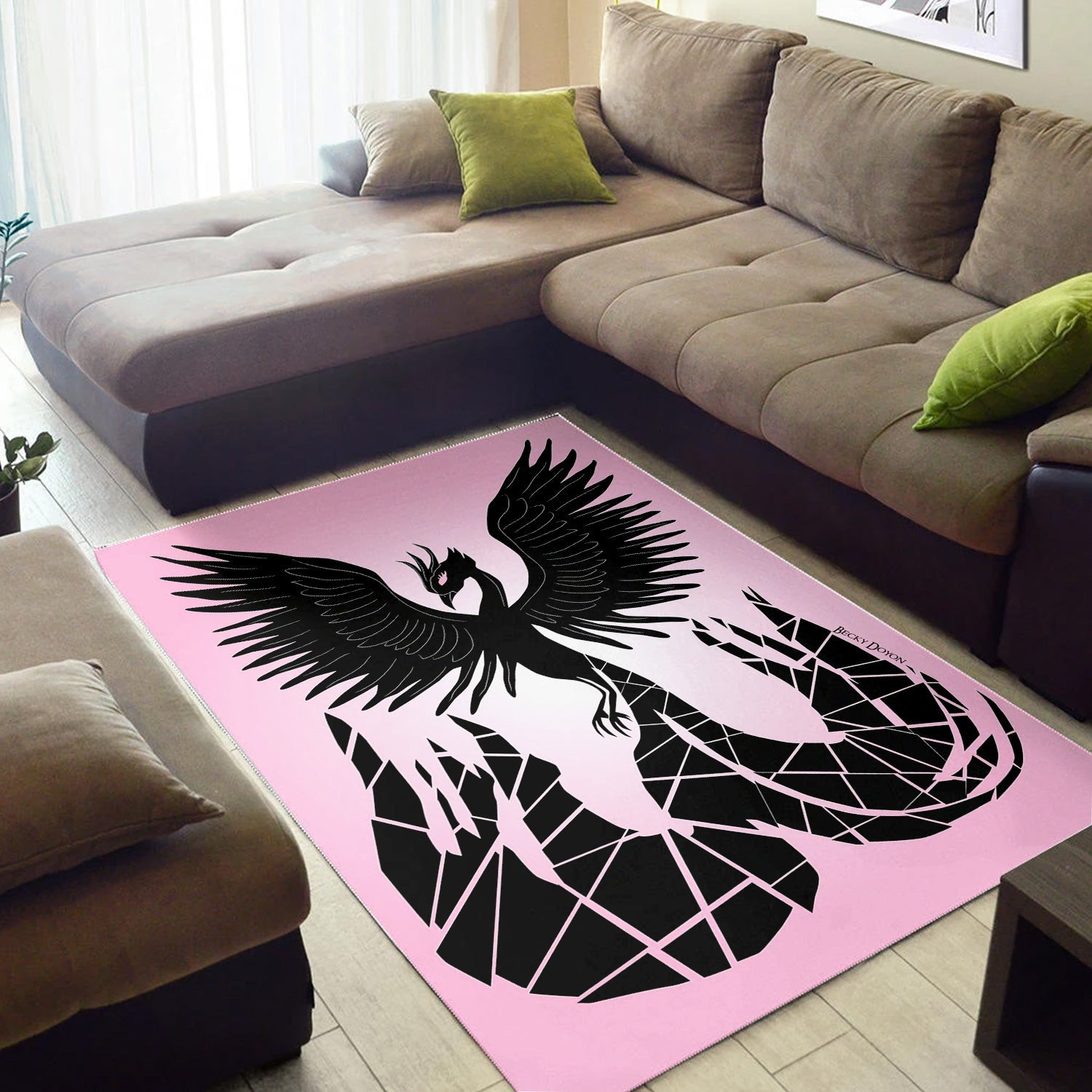 Rising Phoenix Rug Living Room Rug Christmas Gift US Decor