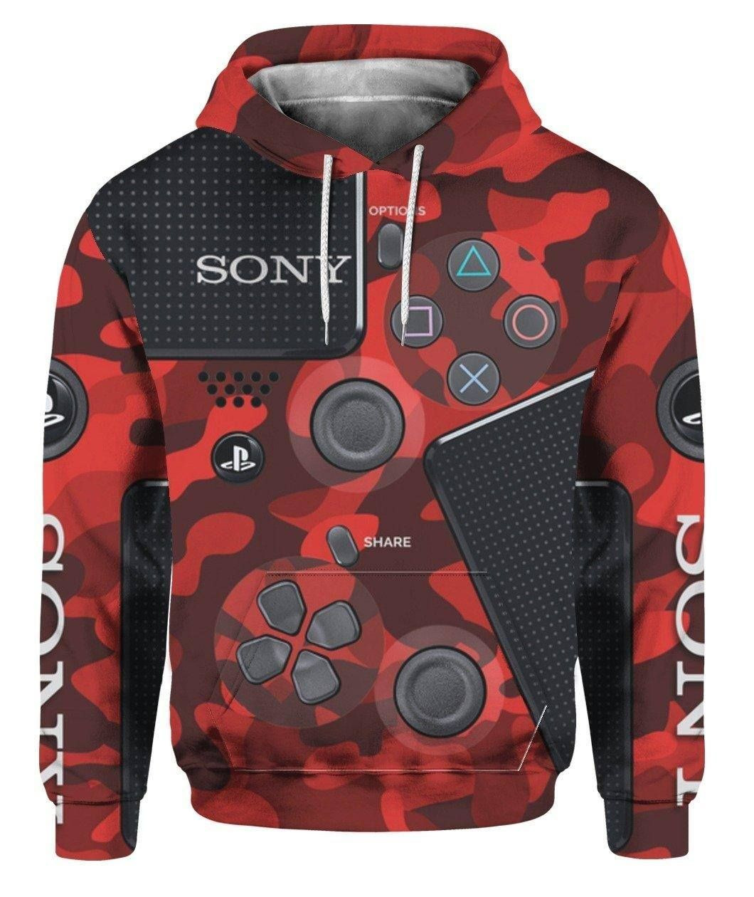 Red Camo Controller Gift For PlayStation Ds4tool Dualshock 4 Personalize Hoodie