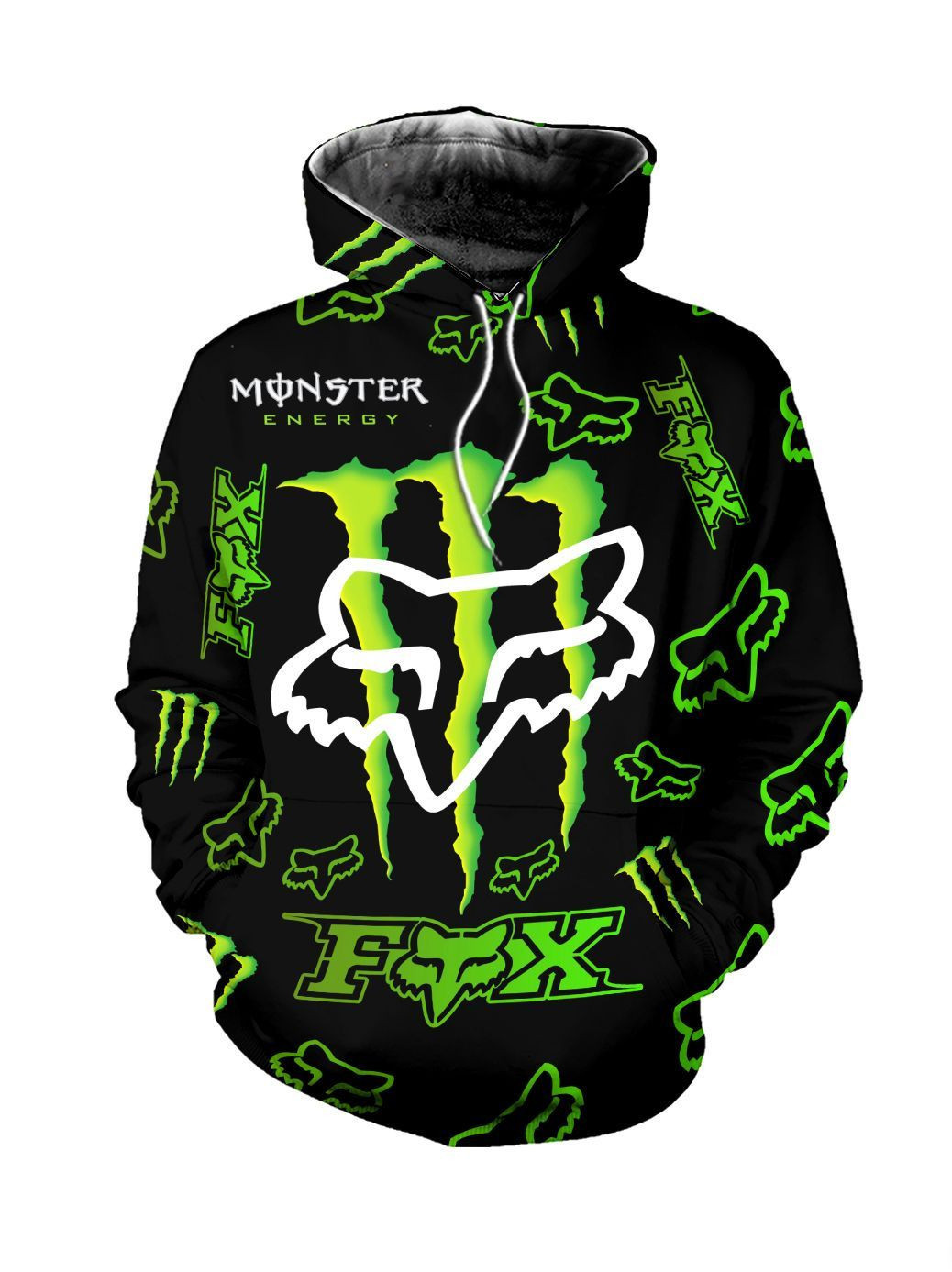 Black Green Fox Monster Energy Hoodie