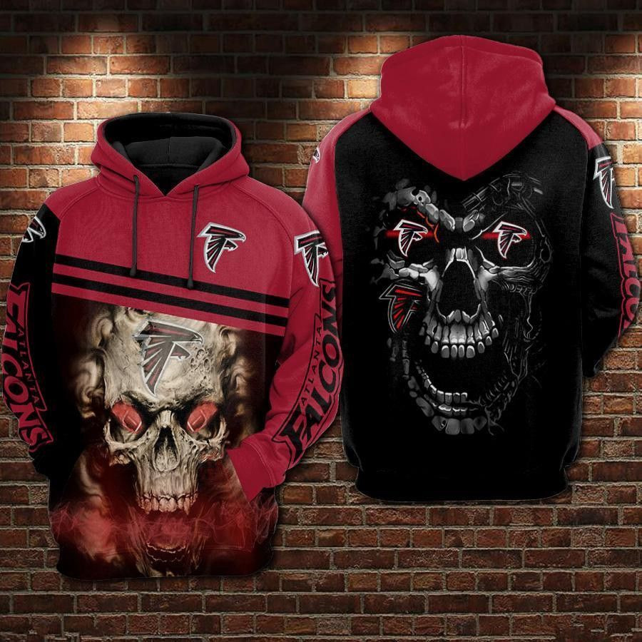 Atlanta Falcons NFL Skull Red Black Men And Women 3D Full Printing Pullover Hoodie And Zippered Atlanta Falcons 3D Full Printing Shirt 2020