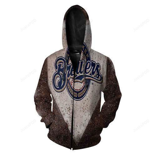 Mlb Milwaukee Brewers 3 Logo Unisex 3D Printed Pull Over Zip Up Hoodie