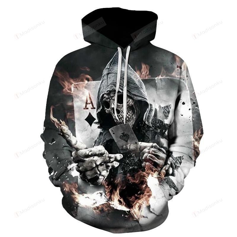 The Dark Poker Skull 3D All Over Print Hoodie, Zip-up Hoodie