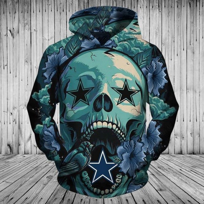 Official NFL Dallas Cowboys Skull Flower Men And Women 3D Full Printing Hoodie And Zipper Hoodie NFL Dallas Cowboys 3D Full Printing Shirt Dallas Cowboys 3D Hoodie Shirt