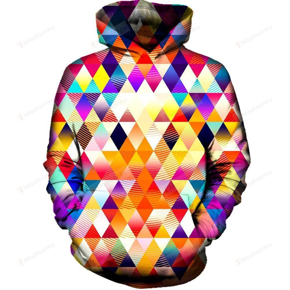 Triangles 3D All Over Printed Hoodie, Zip- Up Hoodie