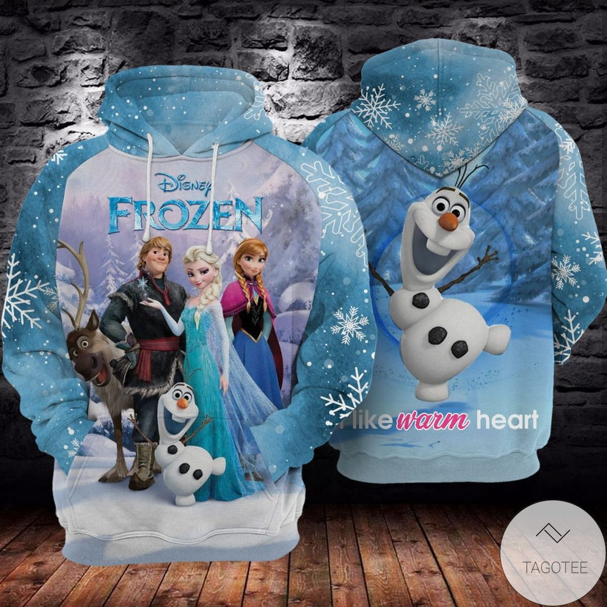 Disney Frozen 3d All Over Print Hoodie, Zip-Up Hoodie