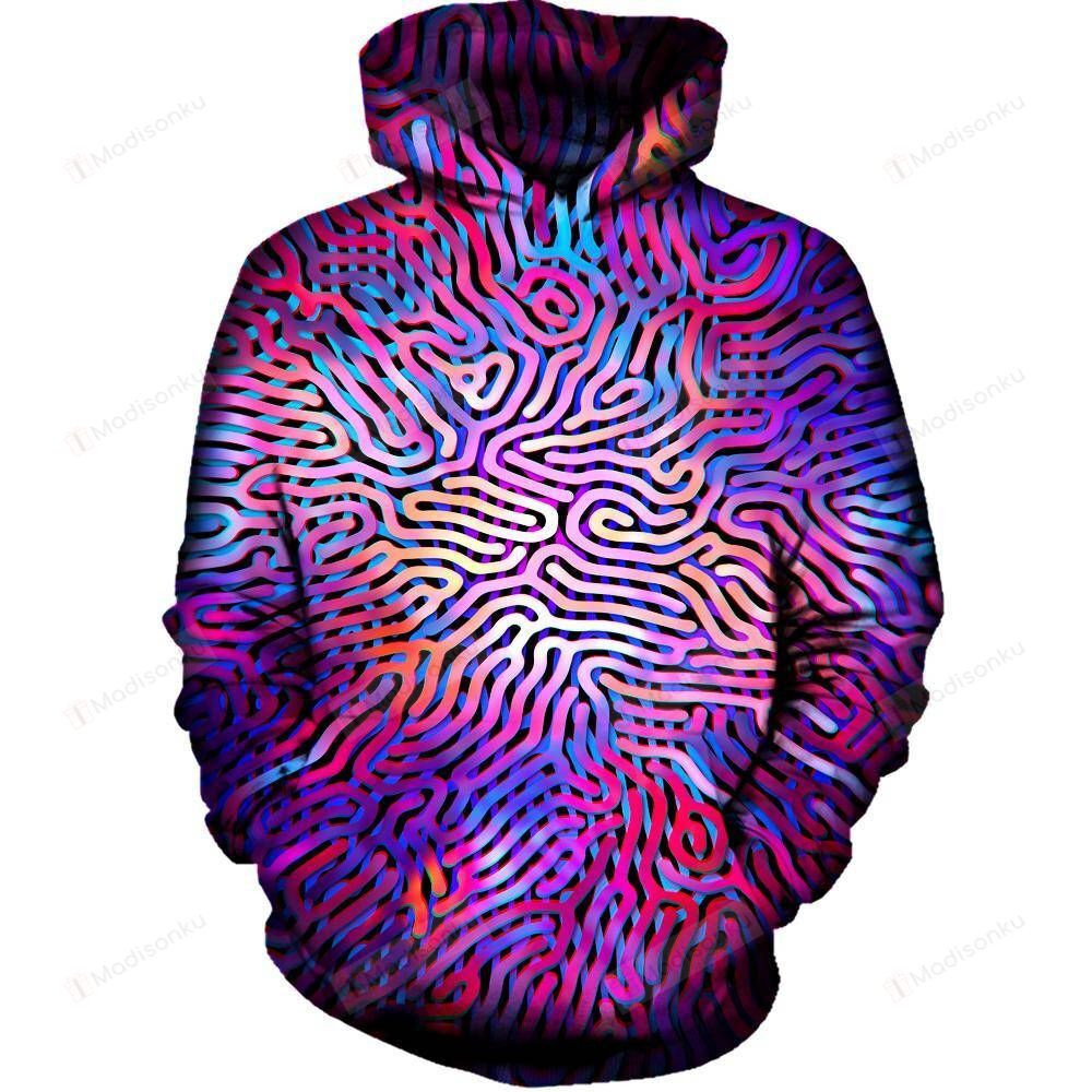 Purple Maze 3D All Over Printed Hoodie, Zip- Up Hoodie