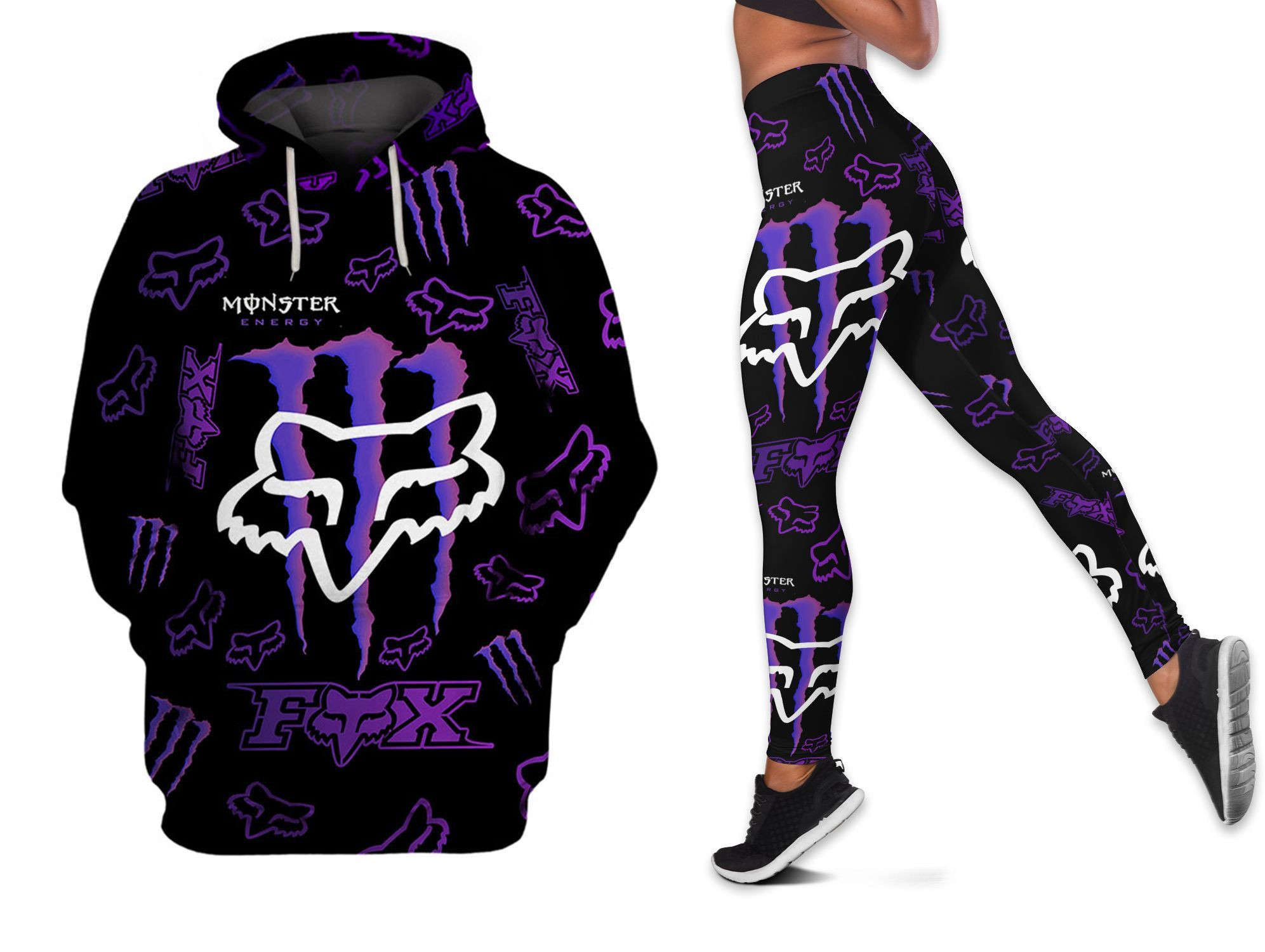 Gift For Racing Lover Purple Monster Energy FOx RACiNg Hoodie And Legging Set