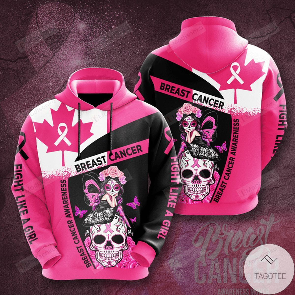 Breast Cancer Awareness Flag Canada 3D All Over Print Hoodie, Zip-up Hoodie