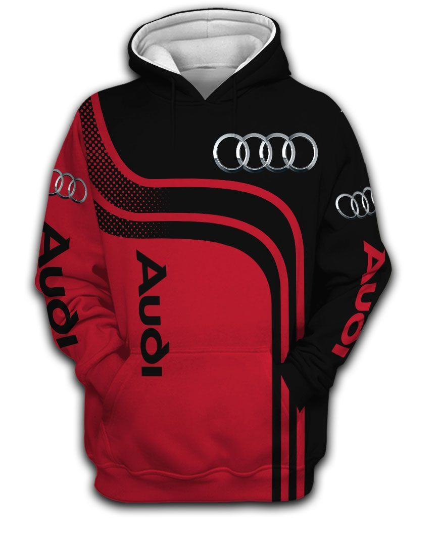 Racing Gift Black Red Audi Hoodie