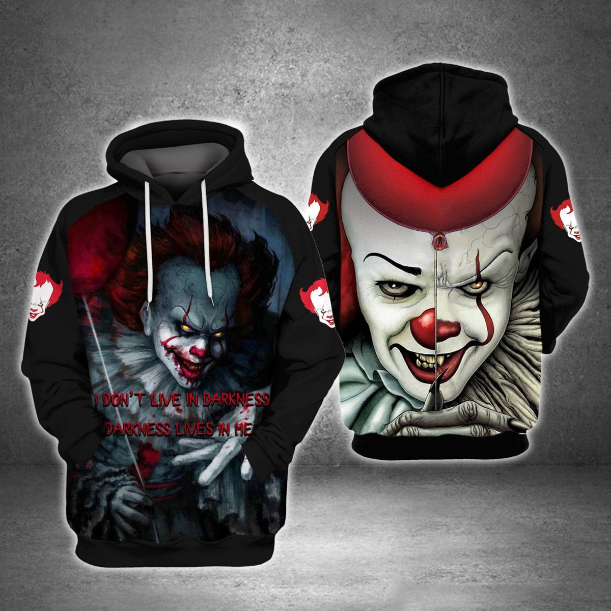 Horror Movies Horroraracters Fan IT Pennywise Don t Live In Darkness Horror You Halloween Gift Unisex Hoodie