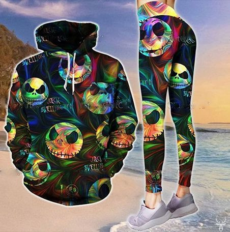 Nightmare Beforeristmas Gift Halloween Gift The Nightmare Beforeristmas Gift For Jack Skellington Colorful Hoodie And Legging Set